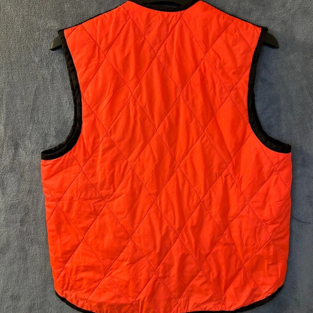 Vintage Reversible Camo Blaze Orange Mens Medium Quilted Hunting Vest USA Made